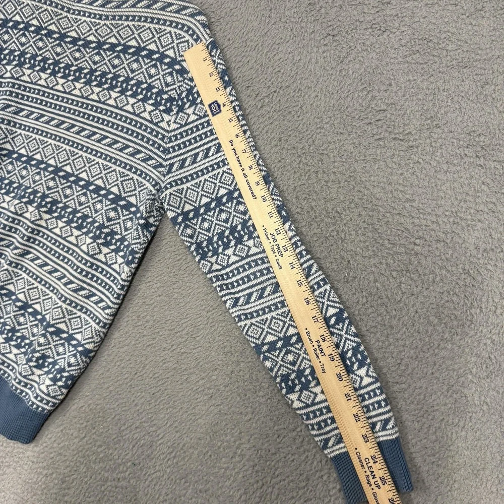On The Byas Sweater Mens Medium Blue‎ Fair Isle Knit Cotton Crewneck Pullover